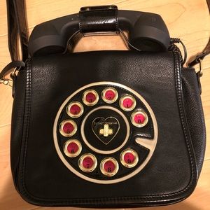 Black Betsey Johnson Retro Telephone Crossbody Bag